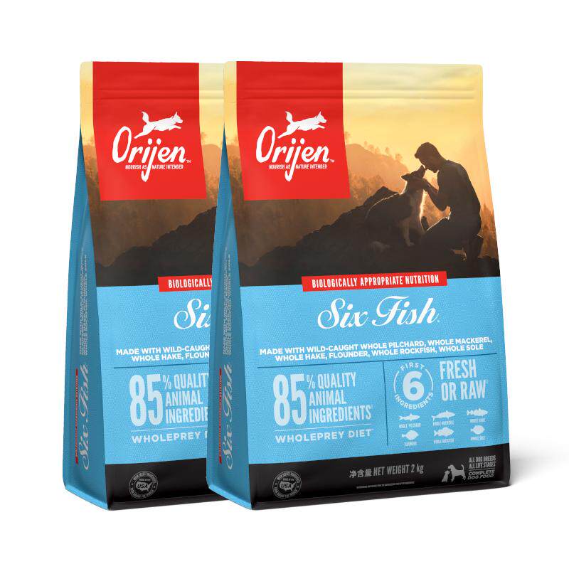 Orijen原始猎食渴望狗粮六种鱼全价犬粮2kg*2 无谷进口鱼肉高蛋白