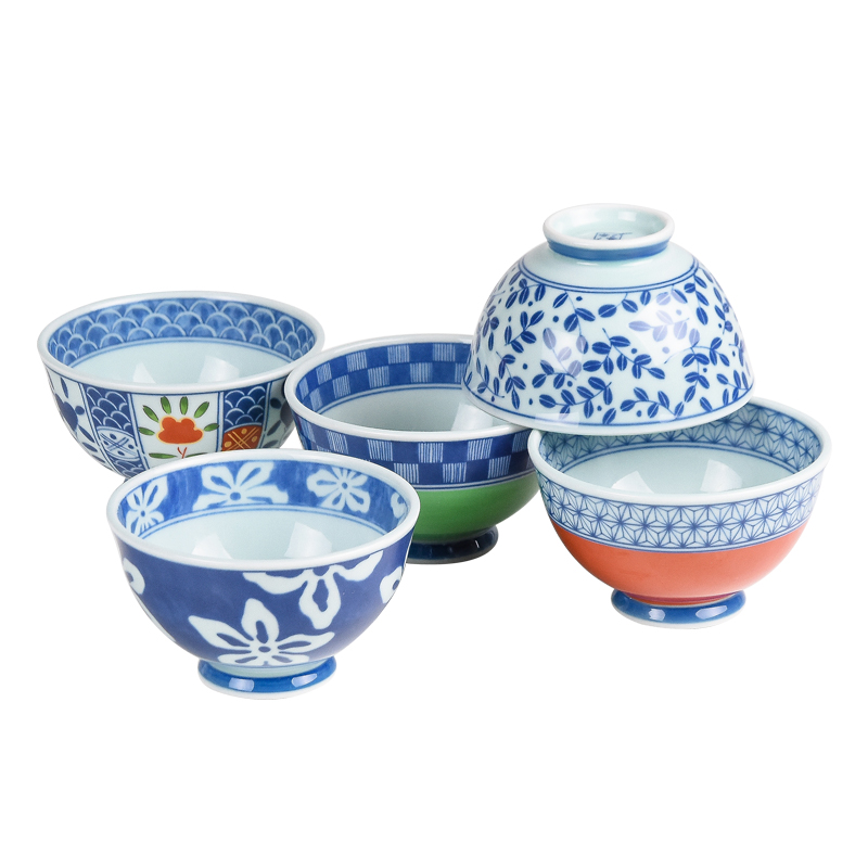 波佐見日本進(jìn)口染錦繪變復(fù)古小碗具套裝陶瓷餐具日式家用米飯碗