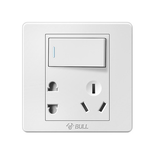 公牛一开五孔开关插座86型暗装16A双控5孔带开关空调插座面板家用