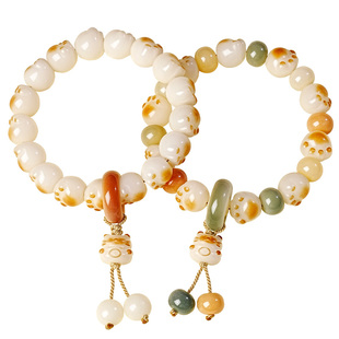 宫里上新猫爪菩提手串女生菩提根串珠闺蜜手链白玉菩提生日礼物