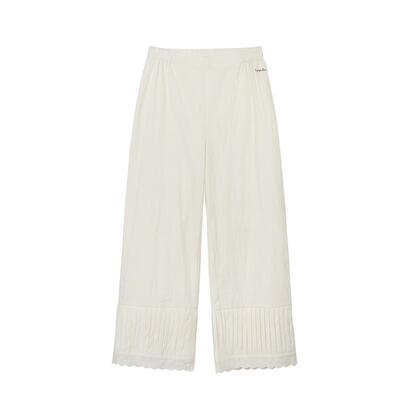 LLANO蕾丝拼接长裤甜美直筒款