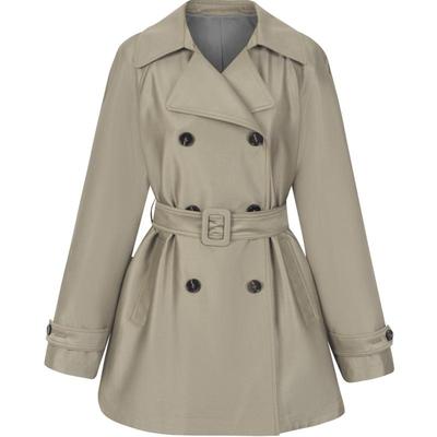 衣香丽影卡其色中长款风衣女