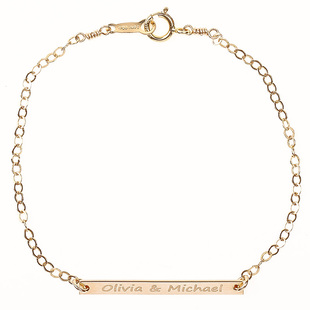 14K包金chic手链 名字母定制刻字手链闺蜜女 简约冷淡风手链极细