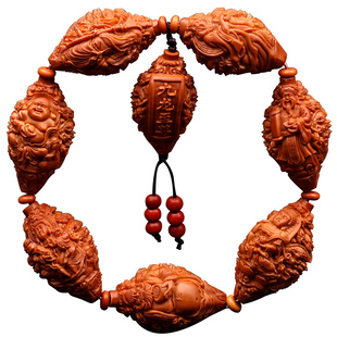 橄榄核手串九龙万佛朝宗20大籽手工雕刻苏工老油核把件男核雕手链