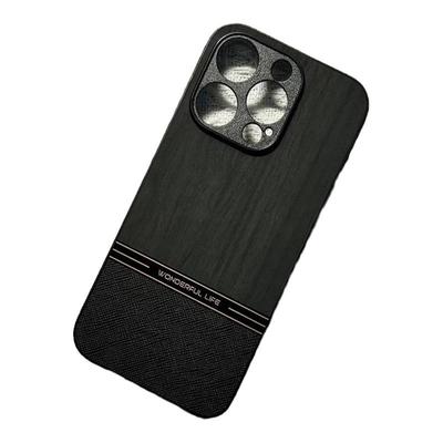 适用苹果17promax手机壳iPhone16pro木纹素皮高级感15plus全包13磨砂12防摔11拼接撞色xsmax防指纹14网红男女