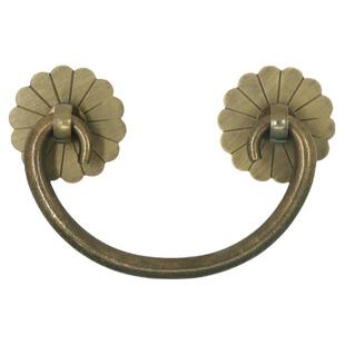 昊天斋中式抽屉拉手复古黄铜把手打孔拉环鞋柜老式铜牛角柜子配件