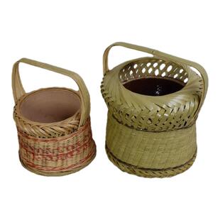 湘西传统竹编烘笼冬季户外钓鱼烤碳火盆取暖用具饭店盛菜装饰道具