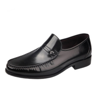 沙驰羊皮皮鞋男鞋男士英伦轻便套脚商务休闲鞋真皮正装皮鞋上班鞋