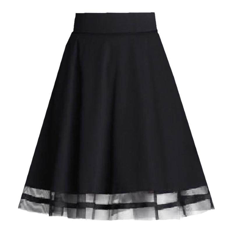 新款春夏女士高腰显瘦半身裙中长款遮肉a字裙松紧腰网纱包臀短裙