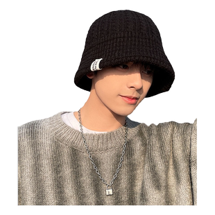 帽子男款渔夫帽冬季保暖潮毛线帽针织帽男士冬天大头围冷帽盆帽