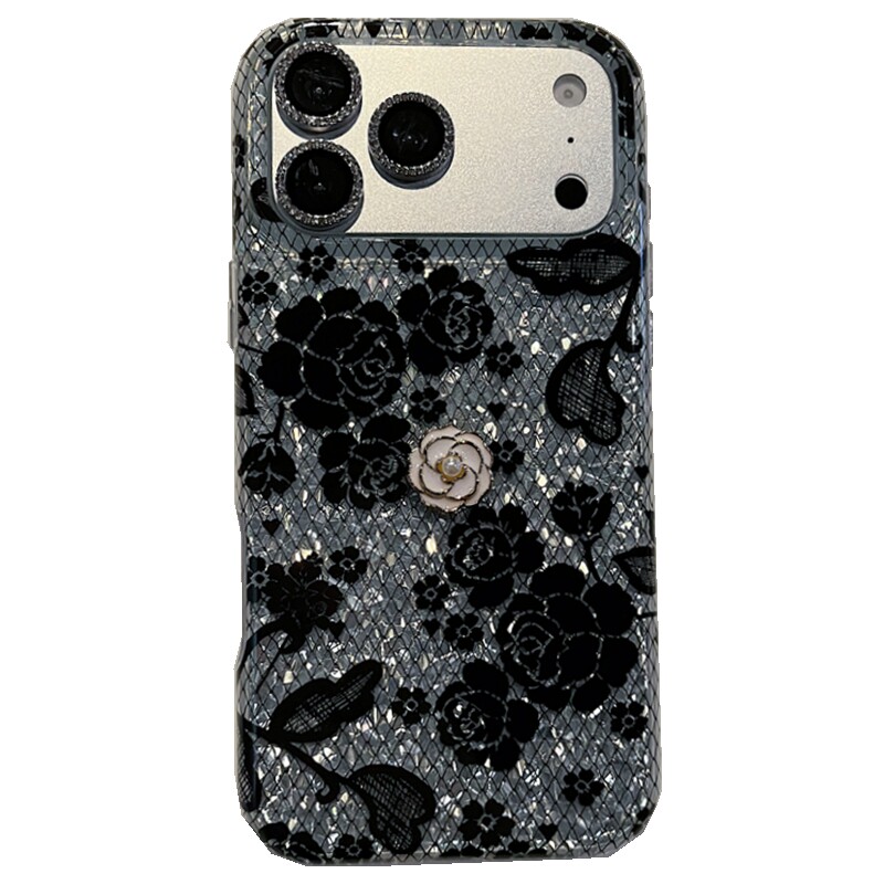 适用苹果系列iPhone18新款手机壳17promax15promax红色玫瑰蕾丝花朵16promax14promax半包大孔防摔网红保护套