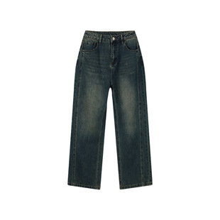 Jamor加墨时尚直筒牛仔裤子显瘦深色裤2025秋冬新款