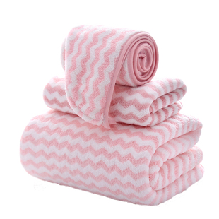 三件套毛巾浴巾干发帽家用女长款裹身体加大厚珊瑚绒柔软吸水欲巾