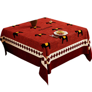 马年防水免洗耐高温2026年新款桌布复古高级长方形餐桌垫桌面垫布