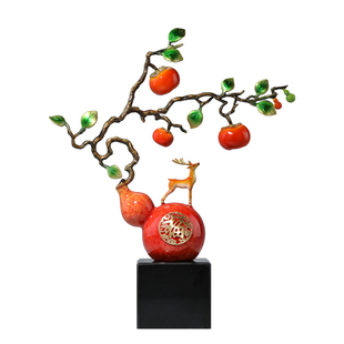 大明铜匠葫芦柿子事事柿柿如意摆件客厅招财玄关装饰乔迁新居礼品