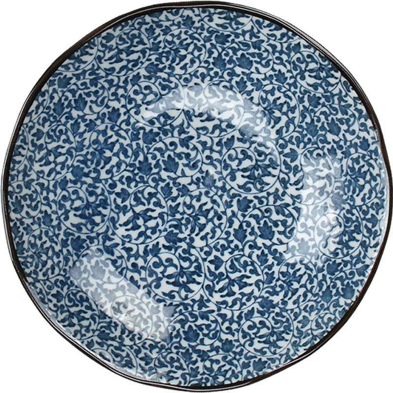 美浓烧创意釉下彩餐具日式陶瓷菜盘碟子家用意面平盘水果大盘子