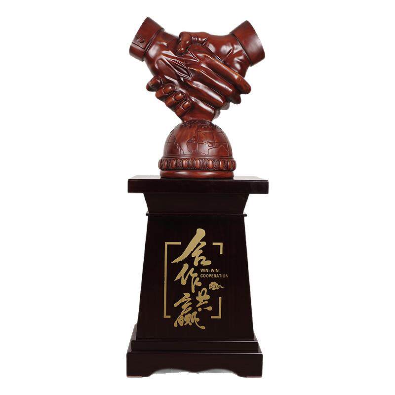 合作共赢握手摆件大型落地