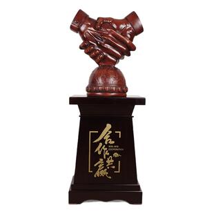 合作共赢握手摆件大型落地公司店铺开业乔迁周年庆礼品办公室装饰