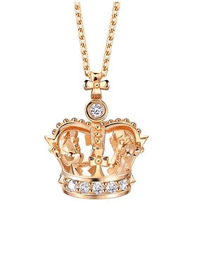 博物馆V&А女王桂冠项链女18K金皇冠锁骨链纯银钻石玫瑰金ins高级