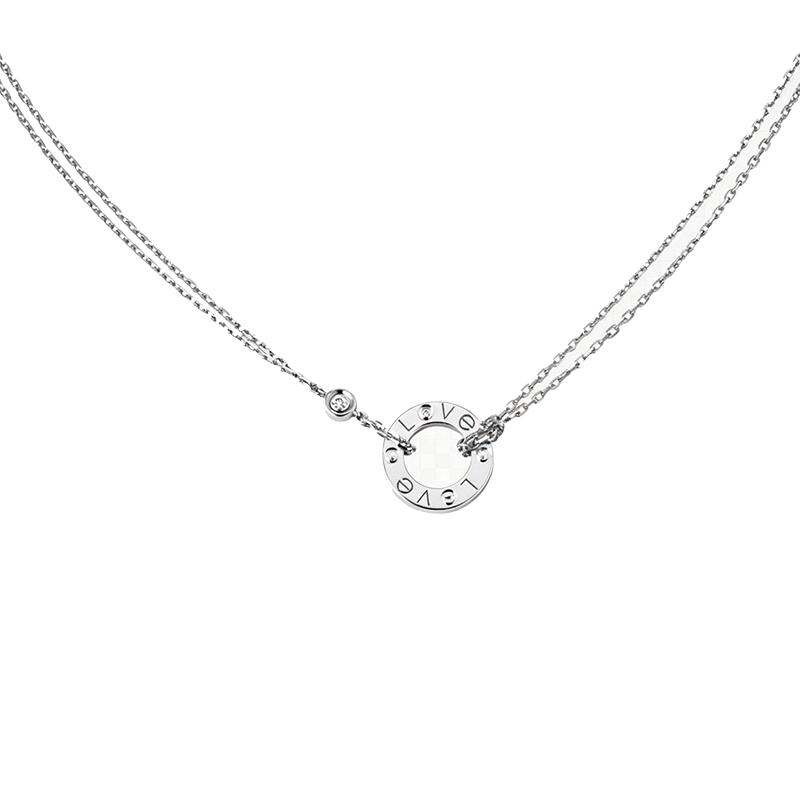 【自营】中古99新地亚Cartier LOVE系列项链 18k白金钻石女士项链