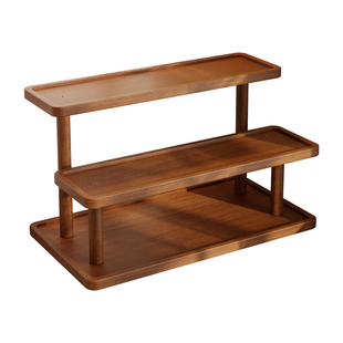 厨房置物收纳架实木分层架转角台面展示架小型家用调料好物整理架