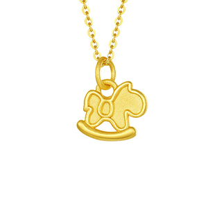 vana足金木马吊坠黄金项链24K纯金锁骨链生日礼物送女友颈饰