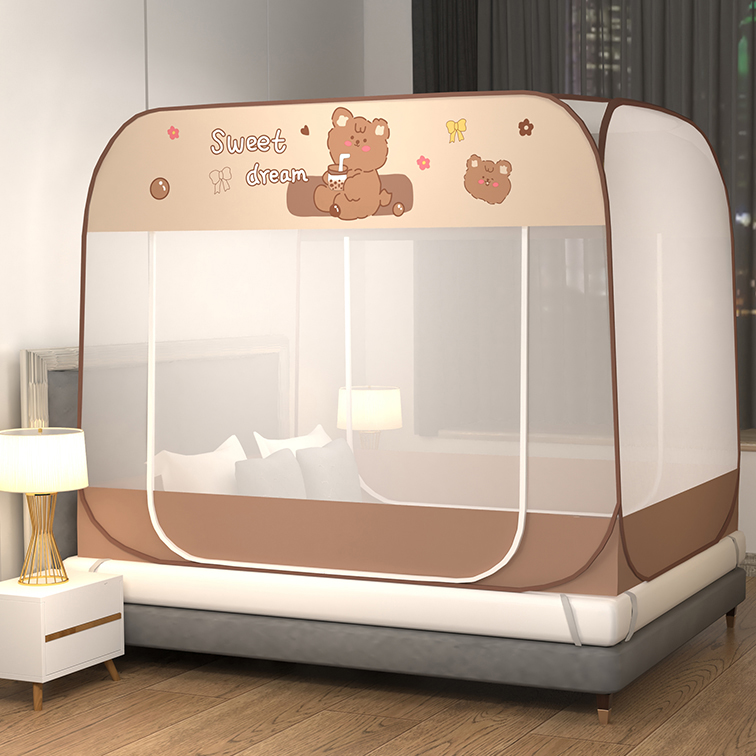 免安装蒙古包1.5床双门加密1m宽蚊帐家用1.8大方顶儿童防摔2米床