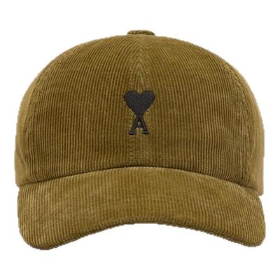 【季末甄选】Ami Paris 黑色刺绣ADC灯芯绒帽子 爱心纯色棒球帽