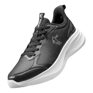 乔丹运动鞋男鞋革面防水春季跑步鞋轻便软底减震休闲黑色通勤跑鞋