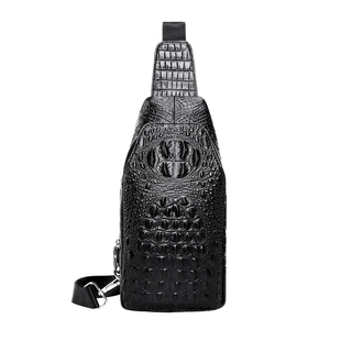 胸包男新款真皮男士斜挎包男款挎包鳄鱼纹单肩包包头层牛皮小背包