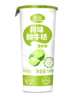 益益风味酸牛奶160g*7瓶草莓黄桃青柠味低温冷藏奶瓶装日期新鲜