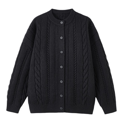 复古老钱风纽扣开衫毛衣男女秋季