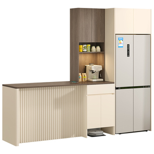 定制吧台桌隔断柜餐边柜靠墙一体扫地机嵌入式冰箱储物柜子9G377