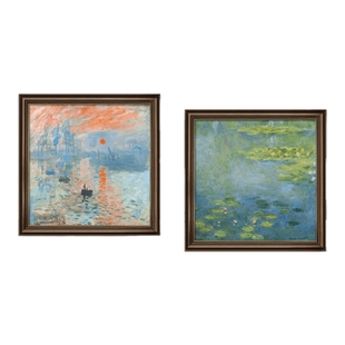 莫奈花园美式餐厅装饰画日出油画卧室挂画客厅沙发背景墙风景壁画