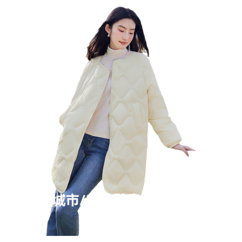 雪中飞2026春季新款女士中长款菱格羽绒服时尚轻盈潮流外套百搭