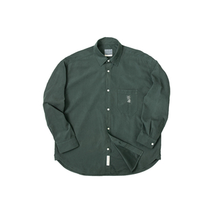 ATGM 「长期主义」日系休闲刺绣衬衣桃皮绒磨毛宽松长袖衬衫男