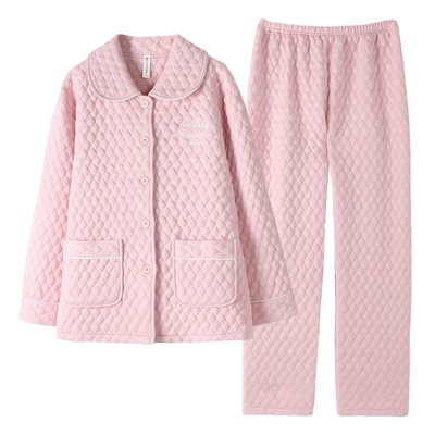 浪莎空气棉睡衣女纯棉保暖套装