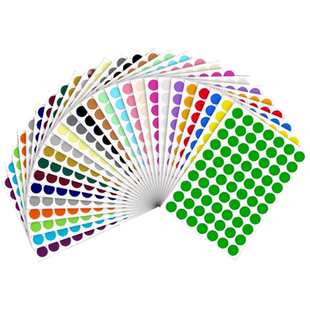 汉唐彩色圆形不干胶4mm圆形贴纸铜版纸光面红黄蓝绿白色圆点不干胶标签环保标签手写ABC字母贴纸数字定制印刷