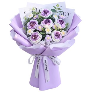 520手工花束生日礼物玫瑰毛线花编织向日葵成品送女朋友闺蜜妈妈