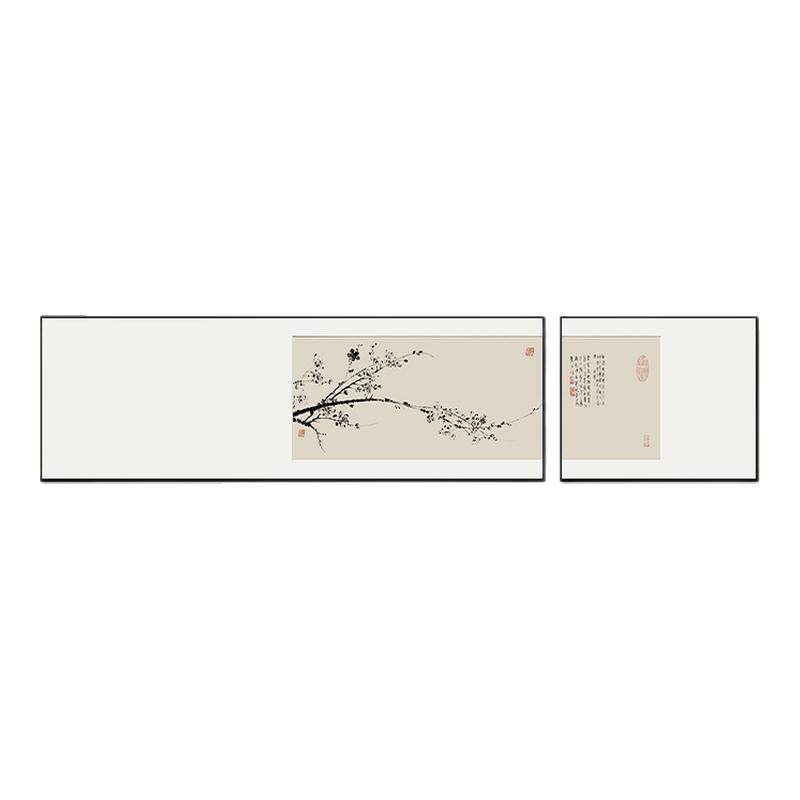 横版长条组合茶室床头挂画中式