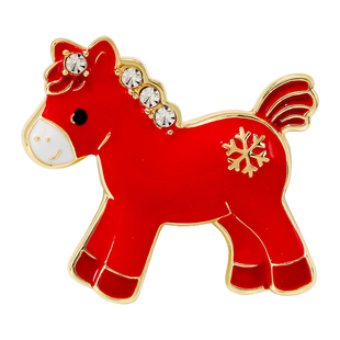 国潮本命年生肖红色小马驹胸针高端女气质时尚别针创意胸花配饰品
