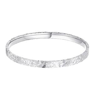 香港正生9999纯银手镯新款碎冰冰实心闭口送闺蜜女友礼物足银手镯