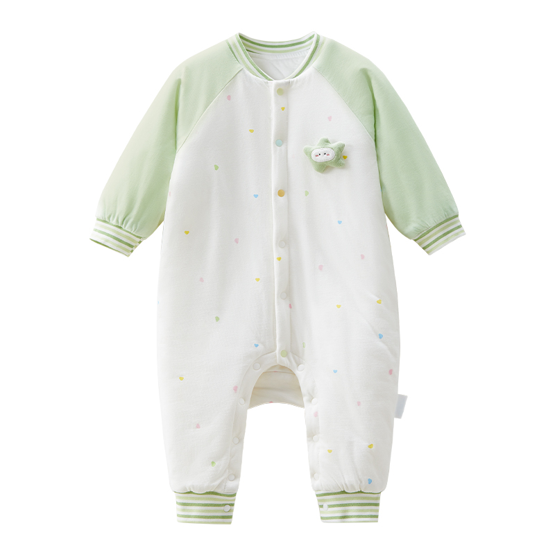 十月结晶粒粒阳光婴儿夹棉连体衣秋冬加厚保暖新生恒温宝宝衣服新