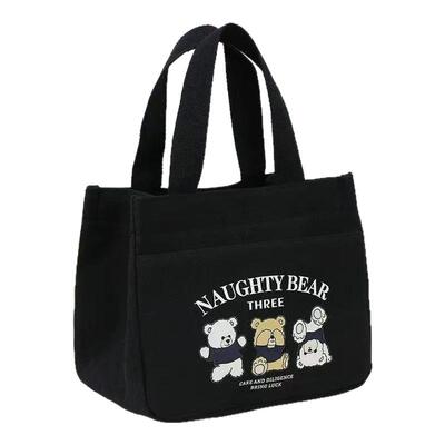 手提包大容量饭盒包新款小熊印花