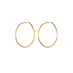 LARAINE YIN欧美小众设计基础细金色水原希子夸张大圆耳环圈钛钢