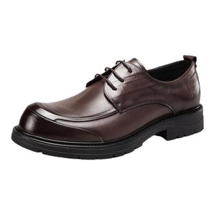 意尔康皮鞋男2025秋季头层牛皮商务休闲鞋时尚大头复古结婚德比鞋