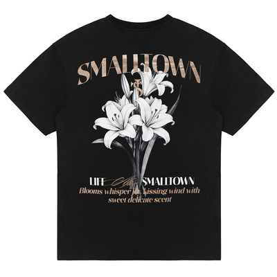 STK SmallTownKid闪粉字母花束短袖T恤美式复古印花卉索罗娜凉感T