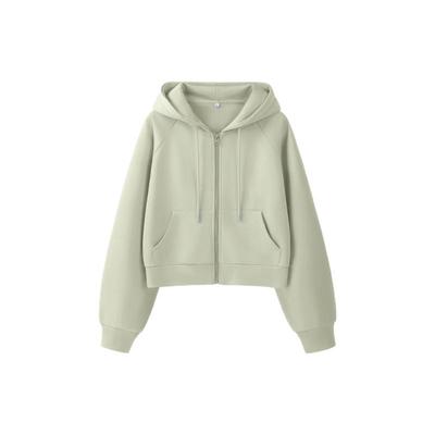 真维斯绿色卫衣外套女短款上衣