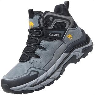 骆驼户外登山鞋2025冬季新款男鞋耐磨防滑徒步鞋高帮厚底运动鞋女