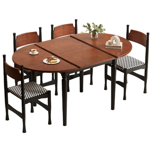 全实木伸缩餐桌可变圆桌子客厅家用小户型橡木圆形折叠餐桌椅组合